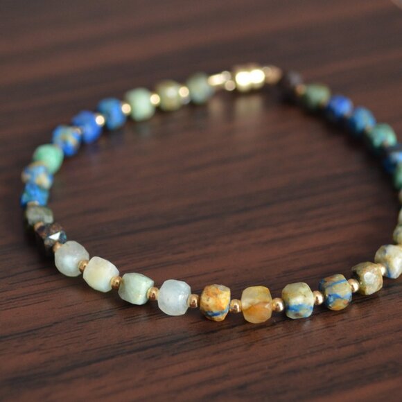 Chrysocolla Gemstone Beaded Bracelet - Handmade - Picture 6 of 13